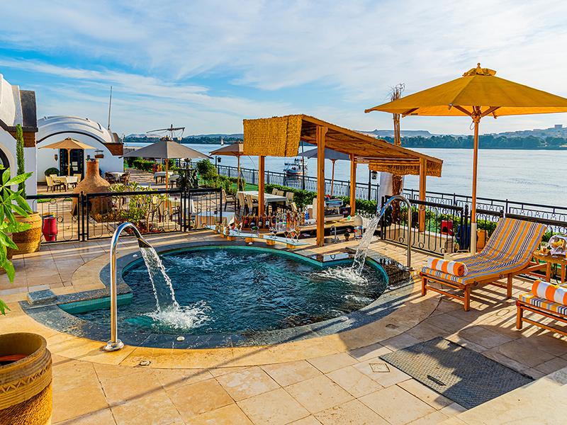 The jacuzzi along the Nile River at Sonesta Nouba Hotel Aswan.